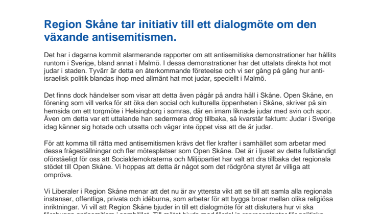 Liberalerna kräver krafttag mot antisemitism