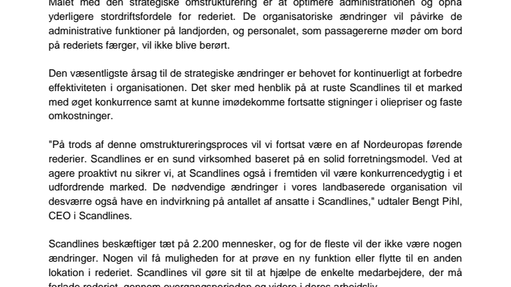 Scandlines effektiviserer organisationen og står styrket i fremtiden