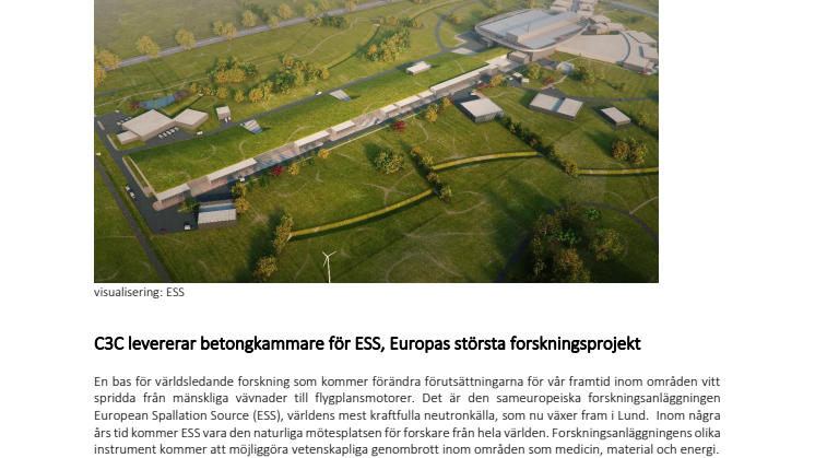 C3C levererar betongkammare för ESS, Europas största forskningsprojekt