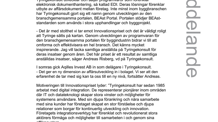 Tyringekonsult vinner Innovationspriset i Hässleholm