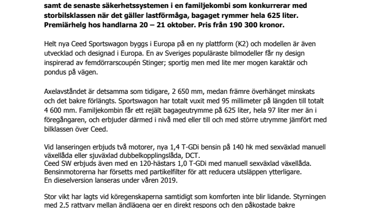  Säljstart för nya helt Kia Ceed Sportswagon