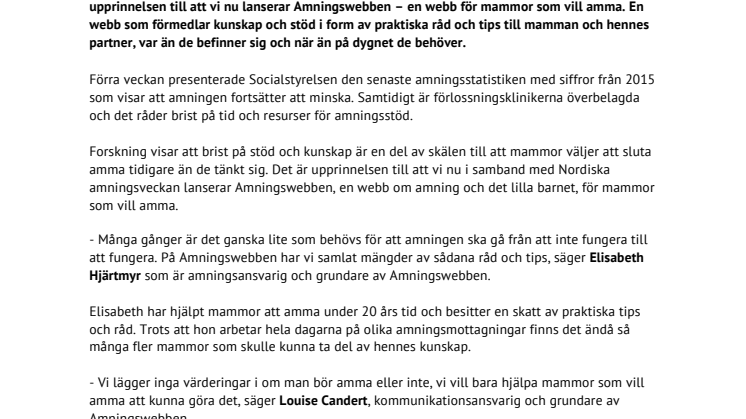 Ny webb ska hjälpa mammor att amma