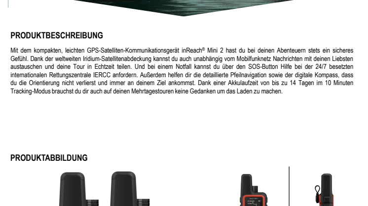 Garmin Datenblatt inReach Mini 2 CH