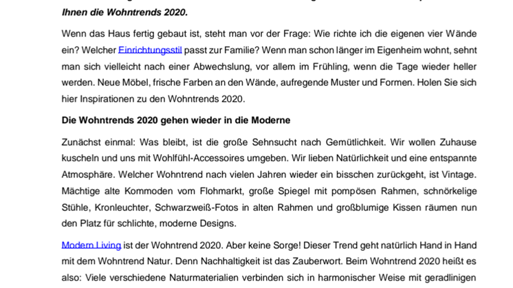 Wohntrends 2020: Möbel, Farben und Muster zum Wohlfühlen 