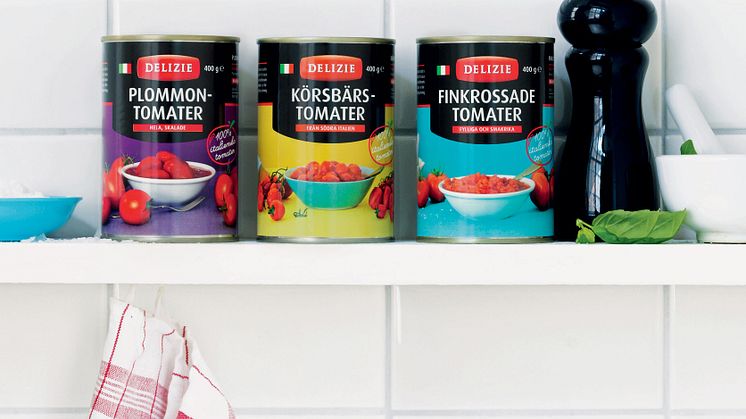 Delizies delikatesstomater i burk, nu även på Hemköp