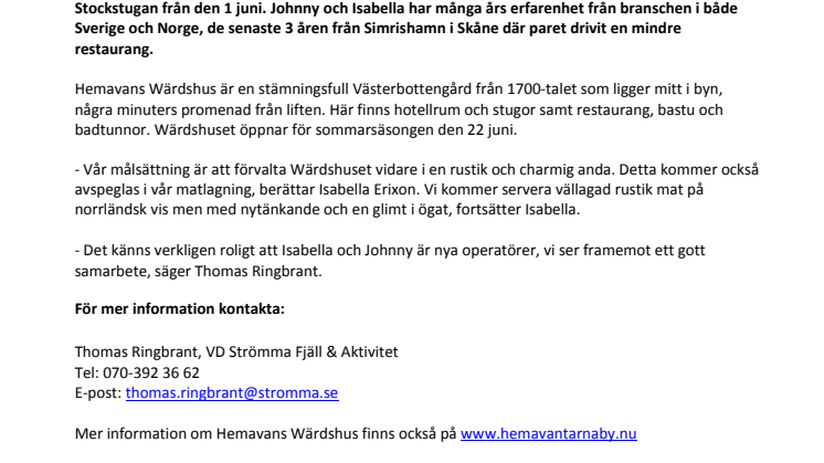 Nya operatörer på Hemavans Wärdshus