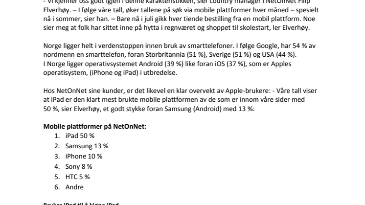 Shopper fra smarttelefon og nettbrett