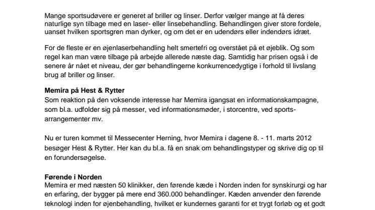 Øjenlaserbehandling med Memira på Hest & Rytter messen