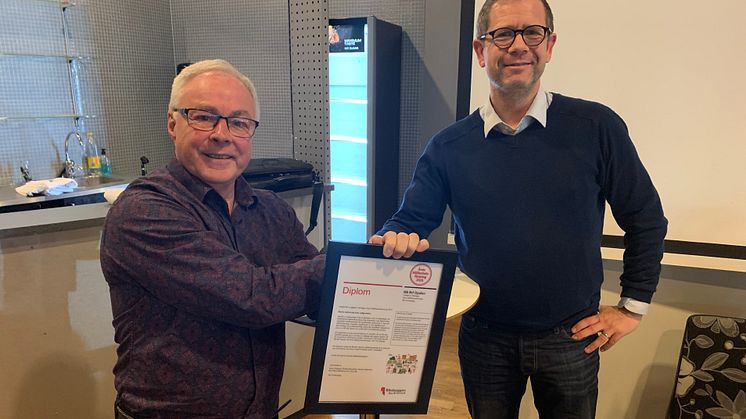Håkan Johansson, ordförande i RB Brf Opalen och Håkan Liljeblad, föreningssamordnare Riksbyggen.