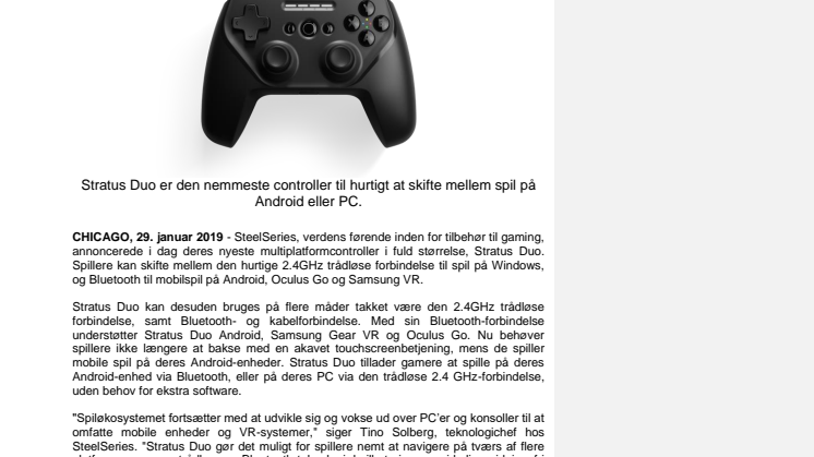 SteelSeries Annoncerer Ny Dobbelt Trådløs Controller Optimeret Til Spil På Android og PC - Stratus Duo