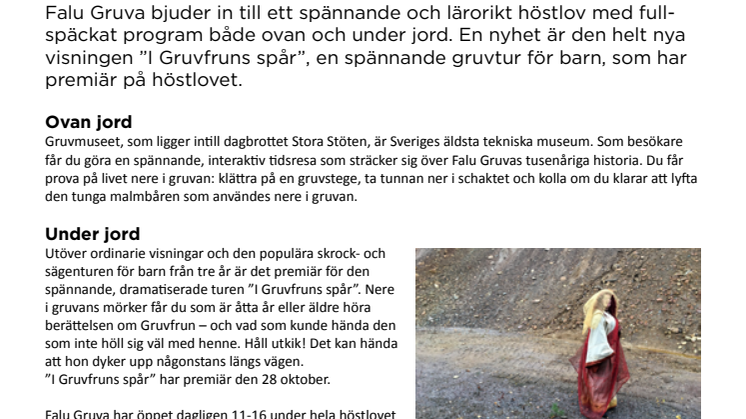 Höstlovspremiär för nya turen om Gruvfrun