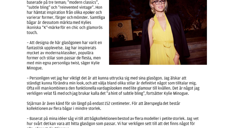 Kylie Minogue designar unik glasögonkollektion för Specsavers 