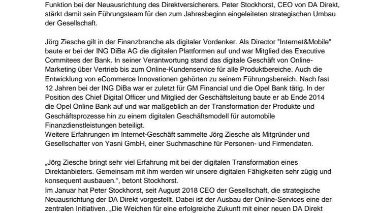 Jörg Ziesche wird Vertriebschef von DA Direkt