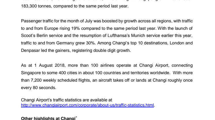 Operating Indicators for July 2018