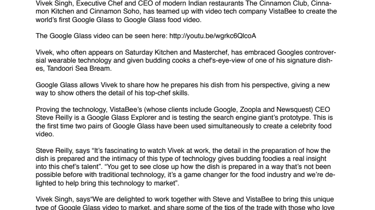 Sea Bream differently with Google Glass - Celebrity Chef [VIDEO]