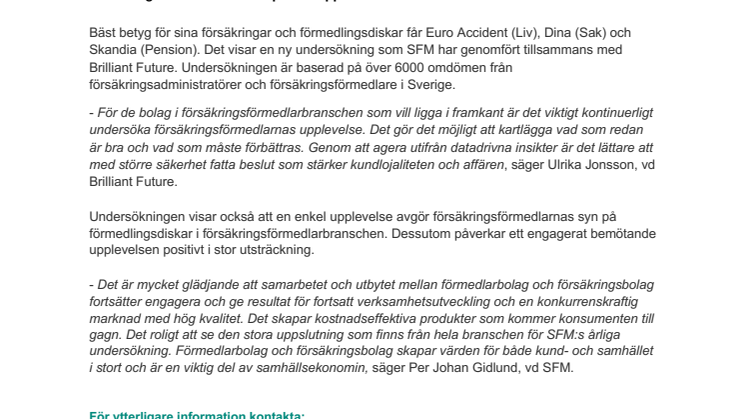 Brilliant Future pressmeddelande - Euro Accident, Dina och Skandia bäst i försäkringsförmedlarbranschen.pdf
