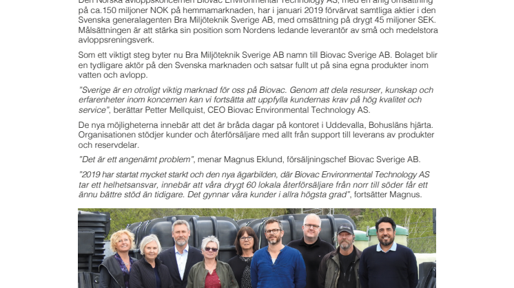 Strategiskt namnbyte stärker Norska avloppskoncernen Biovac