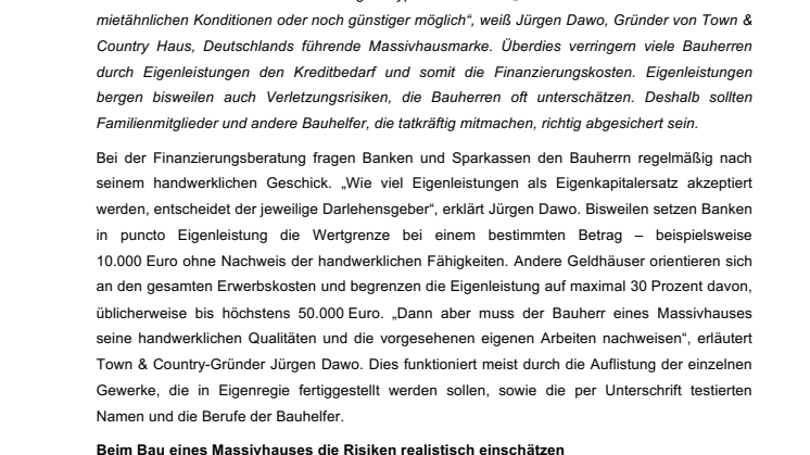Eigenleistung: Helfer beim Bau eines Massivhauses richtig absichern