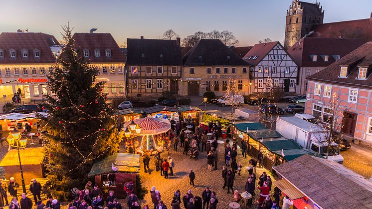 Der Angermünder Gänsemarkt ist ein besonderer Weihnachtsmarkt auf dem Marktplatz im historischen Stadtkern von Angermünde. Foto: TMB-Fotoarchiv/Steffen Lehmann. 