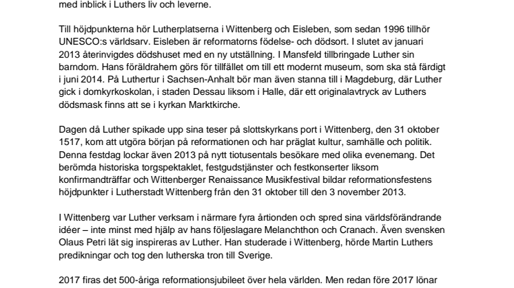 Sachsen-Anhalt är reformationens ursprungsland