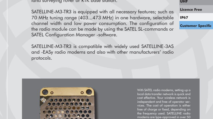 SATELLINE-M3-TR3 RF-modul broschyr