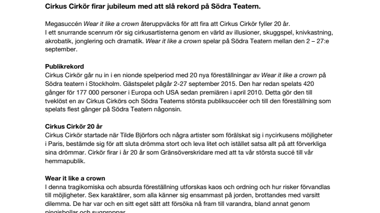 20-årsfirande med knivkastare, pingpongclowner och flygande motorsågar