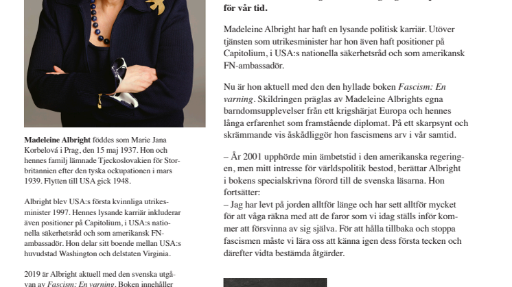 USA:s första kvinnliga utrikesminister bokaktuell i Sverige