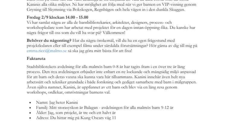 Hurra! Nu öppnar Stadsbibliotekets nya barnavdelning - KANINI