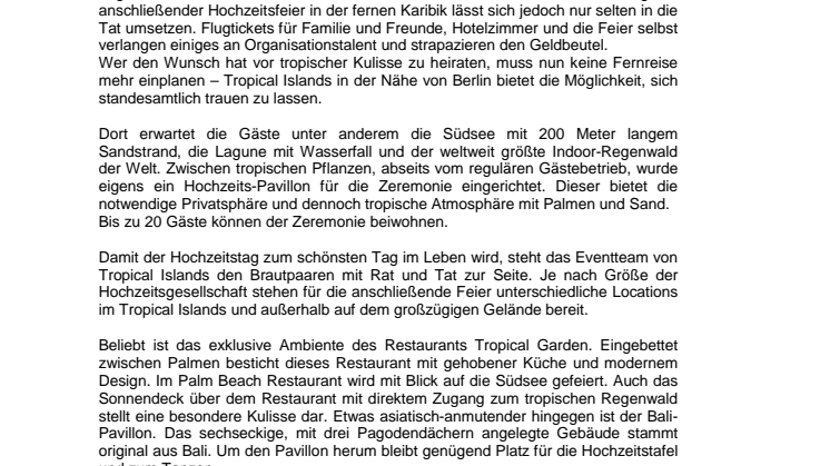 Hochzeit unter Palmen im Tropical Islands
