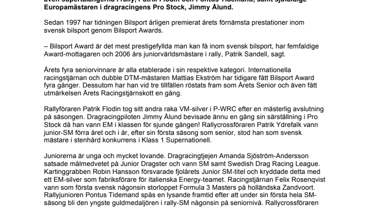 DTM-stjärnan Mattias Ekström vinnare för nionde gången! Bilsport Awards 2011