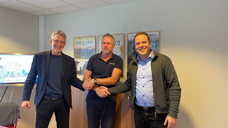 Johan Pettersson, affärsområdeschef Polarrenen, Per-Erik Mattsson, koncern-vd Hermelinen och Lars Wikman, vd Polarrenen.