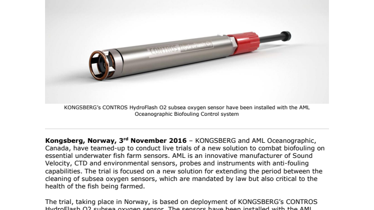 Kongsberg Maritime: New Biofouling Trials Established to Reduce Fish Farm Sensors Maintenance Requirements
