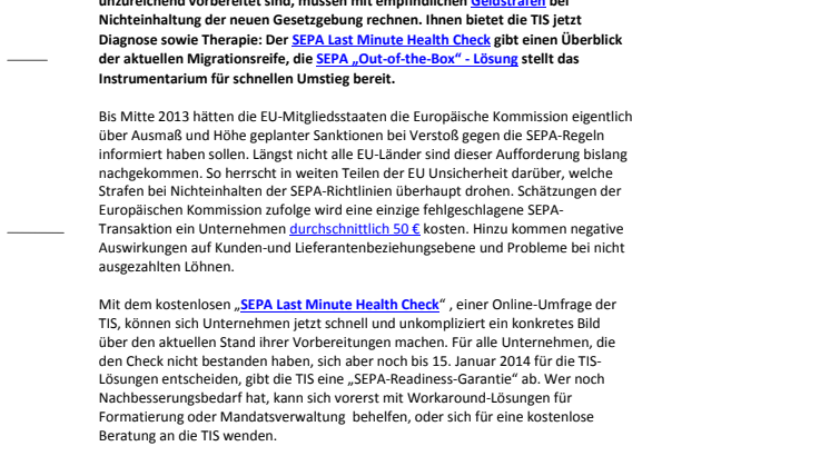 SEPA-ready auf der Zielgeraden mit TIS