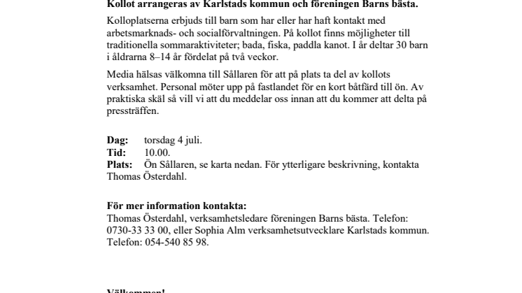 Pressinbjudan: sommarkollo på Sållaren 4 juli