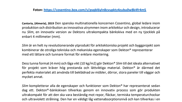 Dekton® Slim,  ett nytt revolutionerande format 