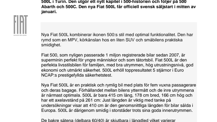 Svensk säljstart för coola och kapabla Fiat 500L