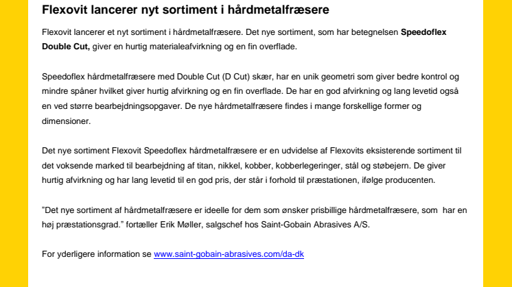 Flexovit lancerer nyt sortiment af hårdmetalfræsere