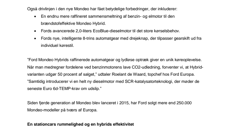 Optimeret Ford Mondeo – nu også som hybrid stationcar