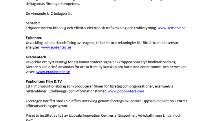 Fyra UIC-bolag får Bona Postulata-priset