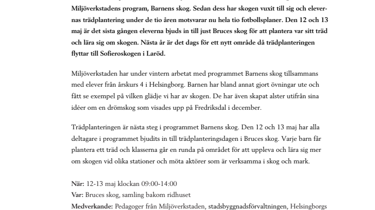 Pressinbjudan: ​Fjärdeklassare har fyllt Bruces skog med träd som motsvarar tio fotbollsplaner