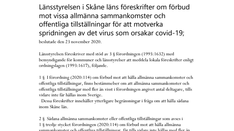 Publiktak i Skåne på åtta personer även för sittande deltagare