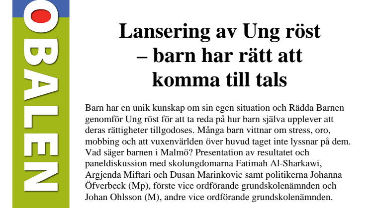 Lansering av Ung röst – barn har rätt att komma till tals