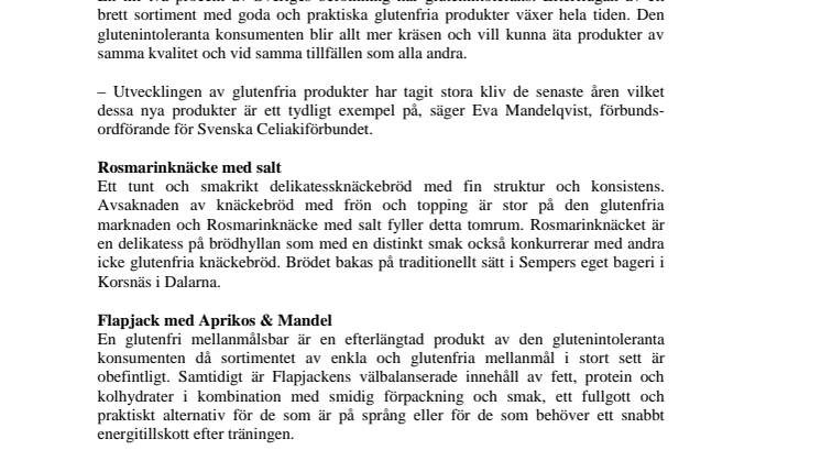 Semper lanserar glutenfria delikatesser 