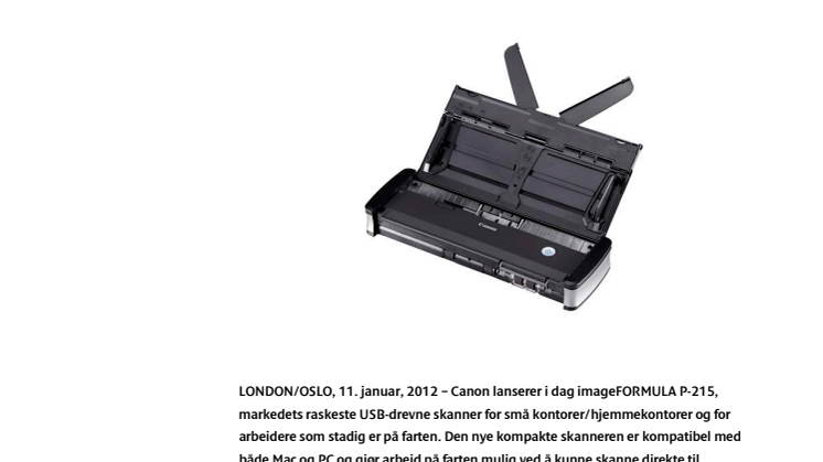 Canon lanserer markedets raskeste USB-drevne bærbare skanner