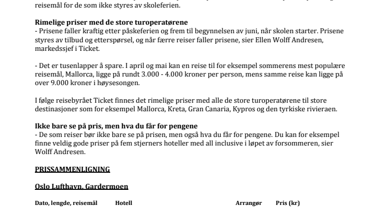 Nå begynner vårens prisfall på reiser