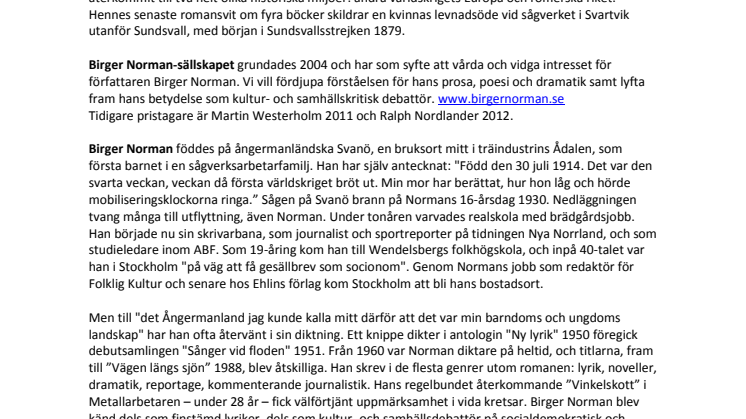 Vibeke Olsson får Birger Norman-priset