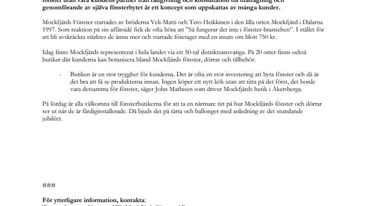 Sveriges ledande fönsterbytare fyller 15 år