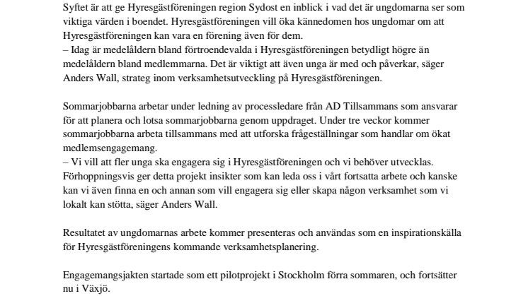 Sommarjobb i Växjö ska öka ungas engagemang