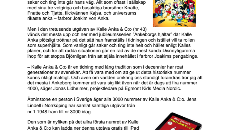 Kalle Anka & C:o jubilerar med nummer 3000