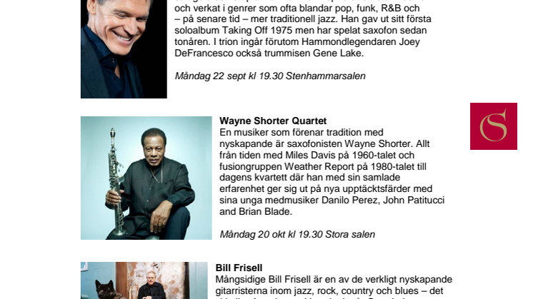 Stjärnspäckad jazzsäsong i Göteborgs Konserthus